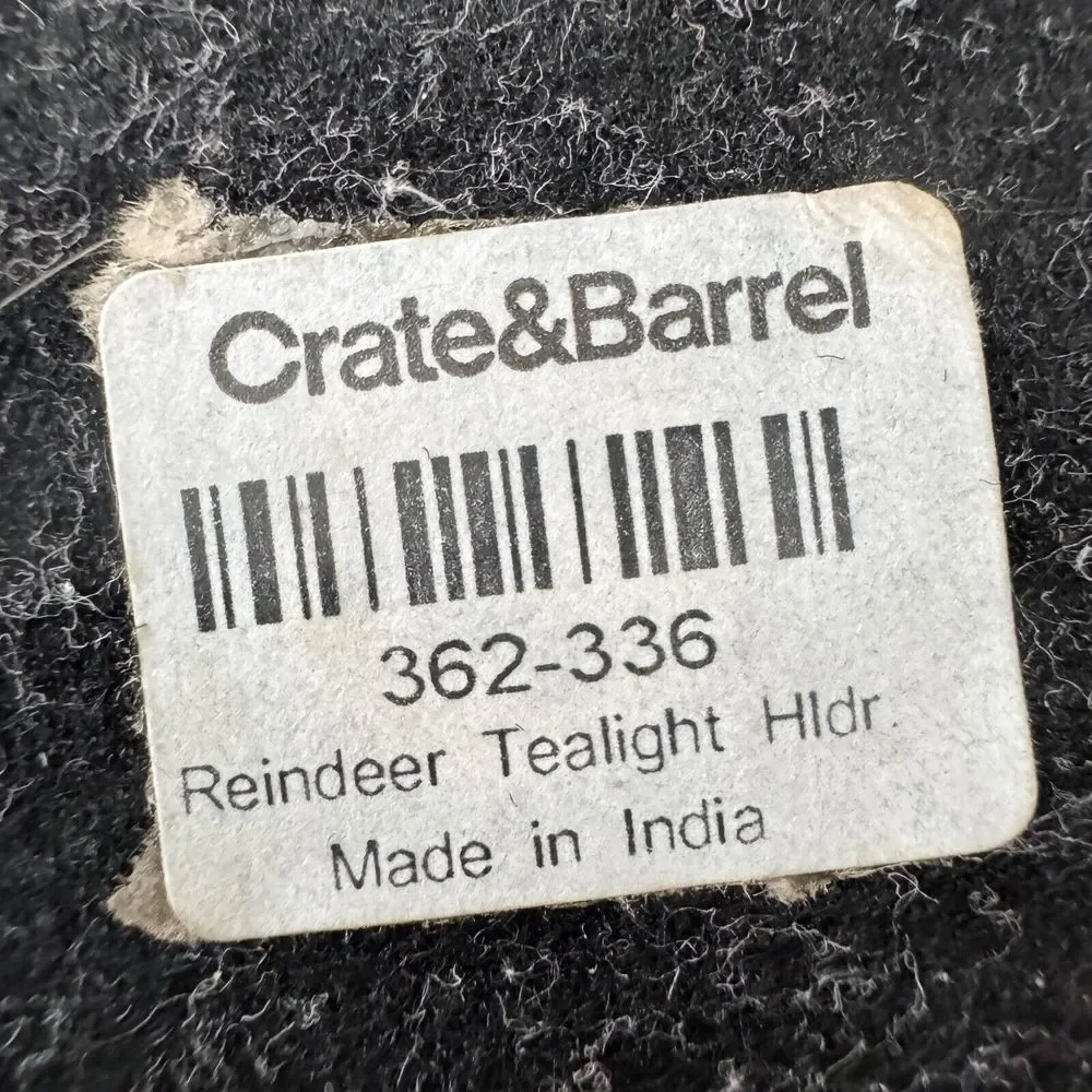 Crate & Barrel Christmas Reindeer Tealight Candle Holder Heavy Silver Tone‎